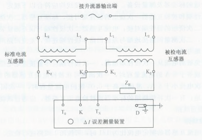 電流傳感器的角差、比差及復(fù)合誤差的微差法檢定線路圖